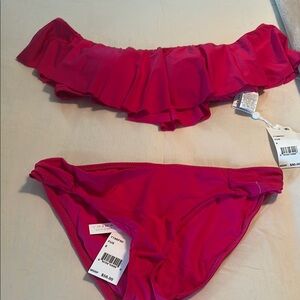 Trina Turk Red Ruffle Bikini Set